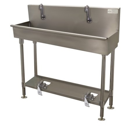 Advance Tabco 2 Stat 16 Ga. 304 SS Floor Mt Square Corner Sink - Toe-push Operated 19-FM-40FV